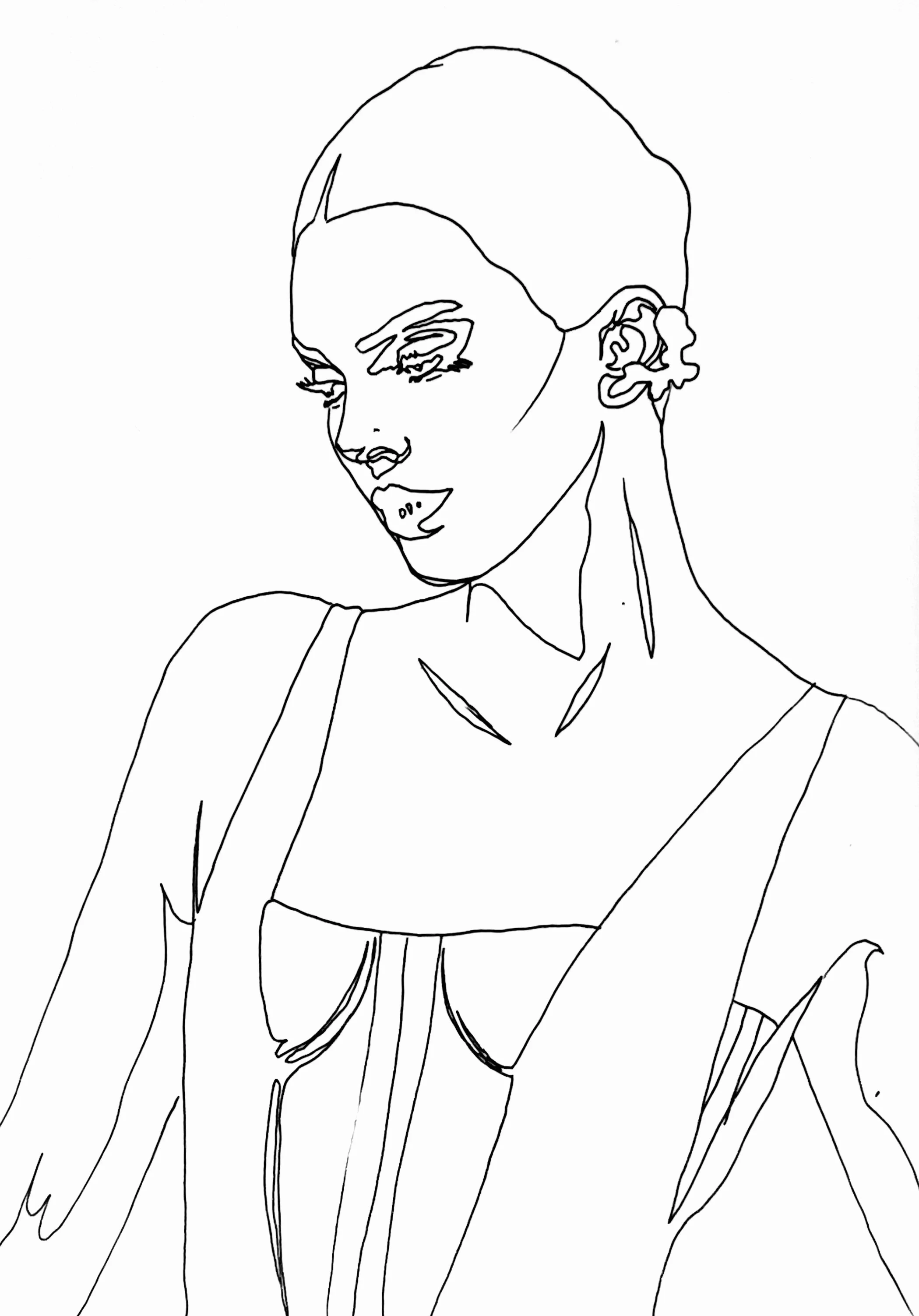 A5 Black Fine Liner Outline illustration on paper