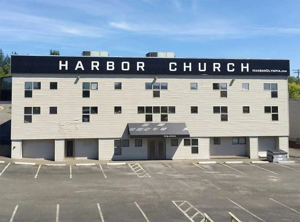 Exterior view of the Harbor Church building from the east