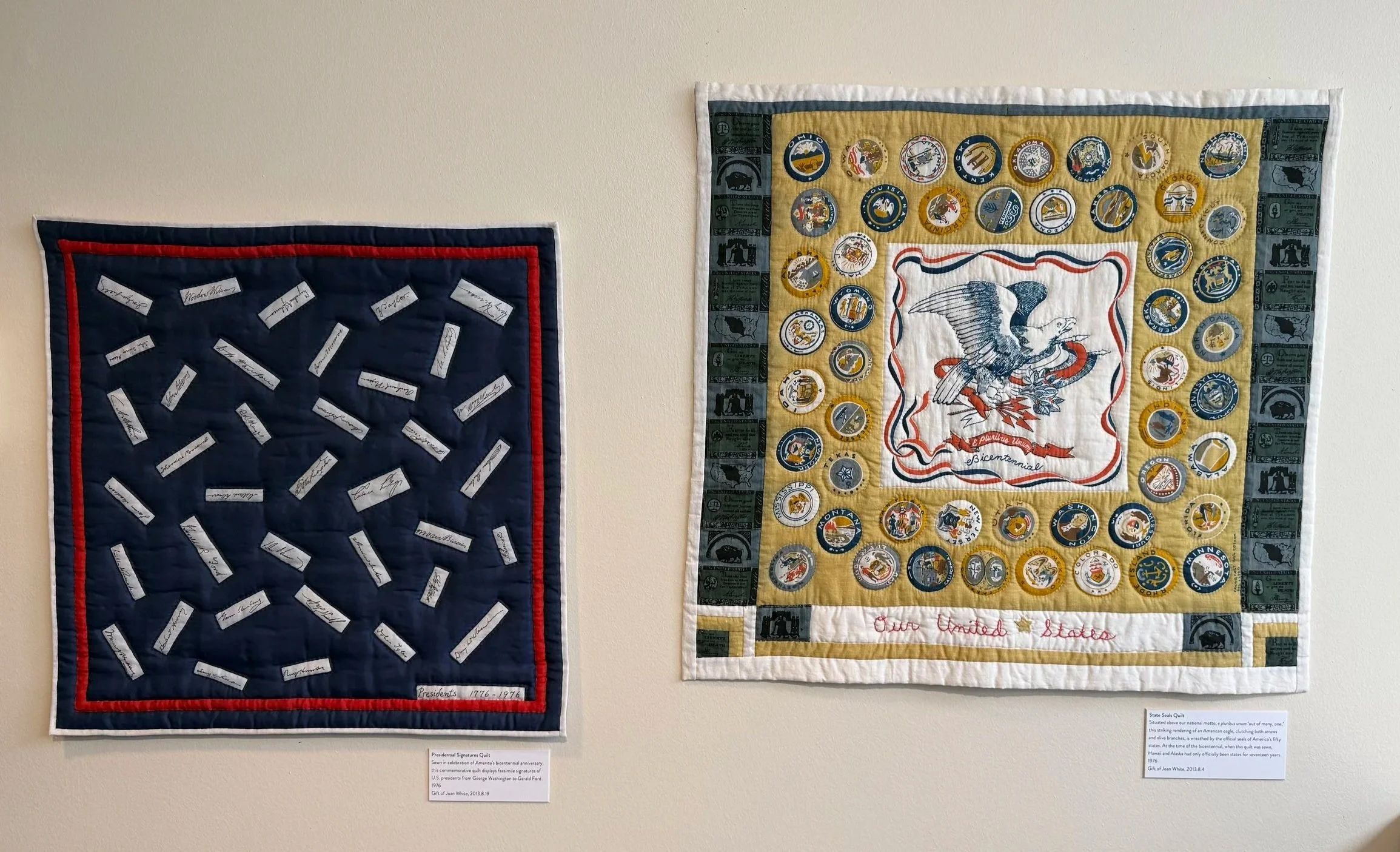 America 250 Exhibit - Display of Patriotic Quilts