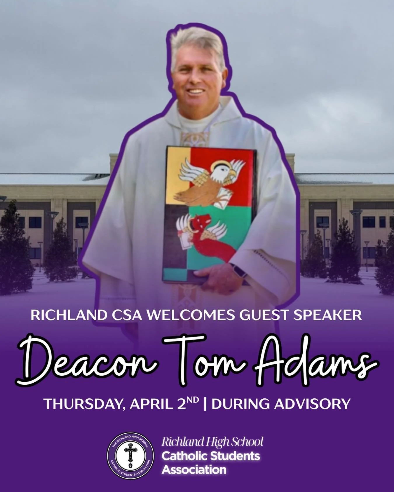 Can&rsquo;t wait to see everyone at our next meeting! Guest speaker Deacon Tom Adams will be joining us on Thursday during advisory! See you there!