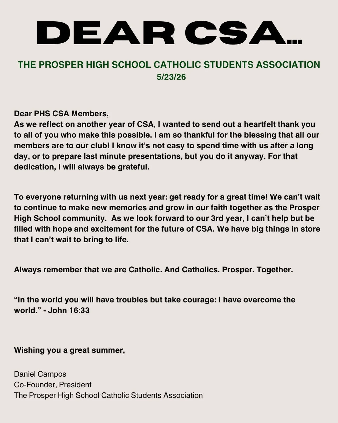 A message from our president&hellip;