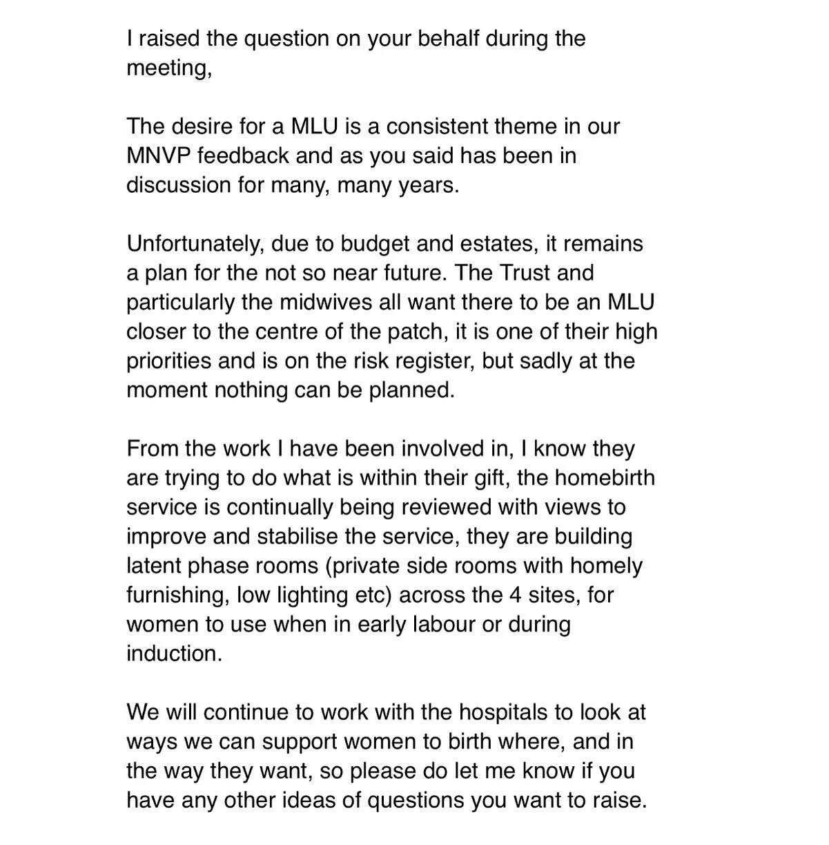 ☹️ Still no Midwife lead unit in Brighton!! 😖

The image is the response I received today from our local Maternity Voices Partnership (who do such a good job btw) but it seems like we&rsquo;re still hitting a brick wall when it comes to opening a Mi