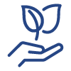 Icon of a hand holding a sprouting plant
