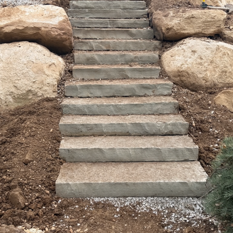 Close-up of finished hardscaping and curbing in Draper Utah full yard landscaping project
