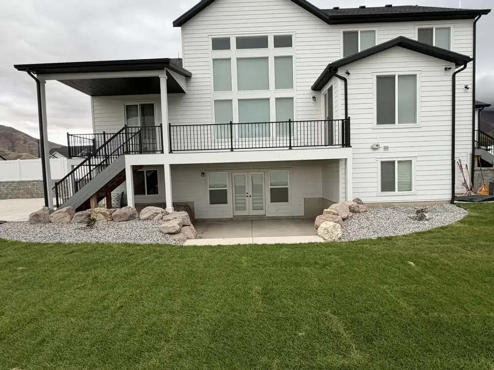 New sod and finished backyard on a Utah County home