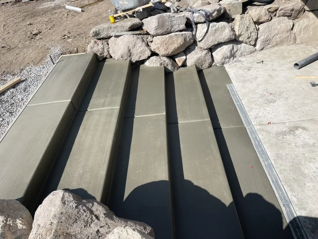 Side view of concrete stairs