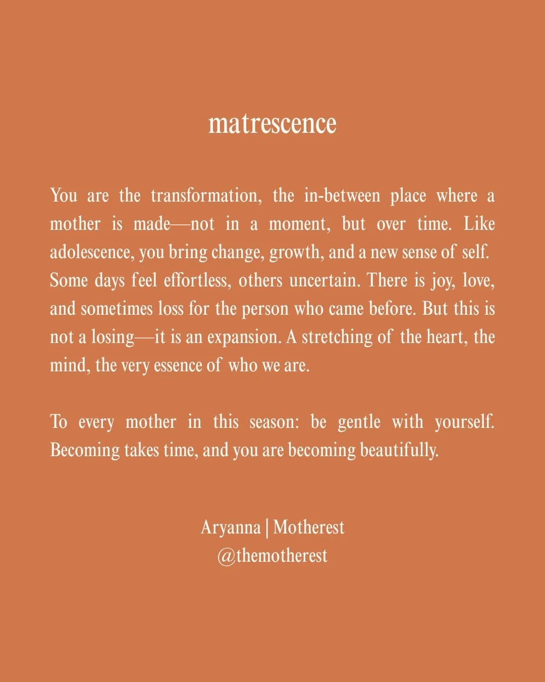 matrescence, like adolescence, is the developmental and transitional stage of being and becoming a mother. ✨
during my time in grad school, I was able to take a few courses with Dr. Aurélie Athan, a major voice in the research of matrescence.