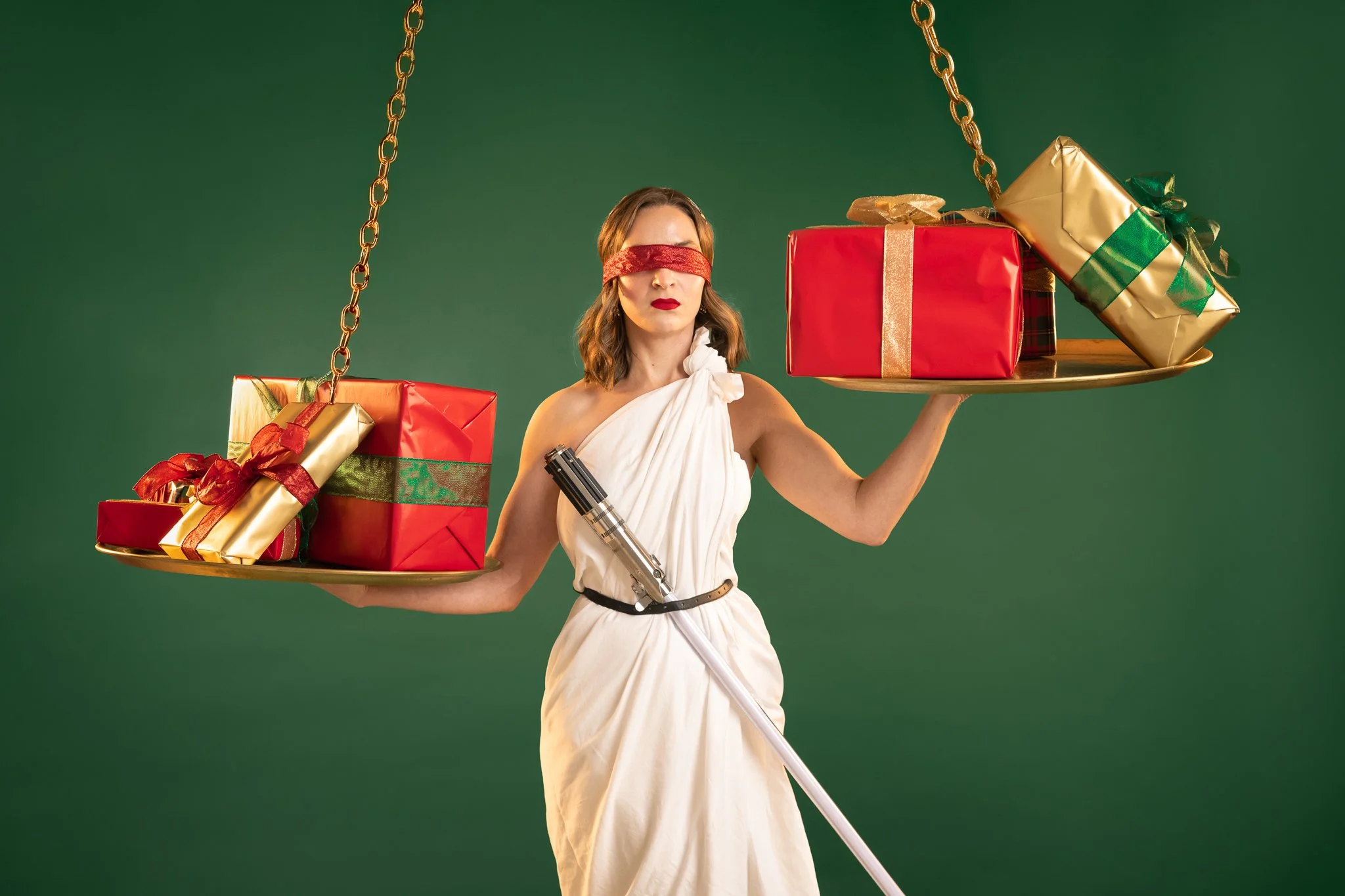 Lady Justice, Christmas Edition. It's that time of year when I start panic buying and obsessively checking my hidden gift stash to make sure that everything is equal and no one child has obviously bigger/more expensive/more quantity of presents than 