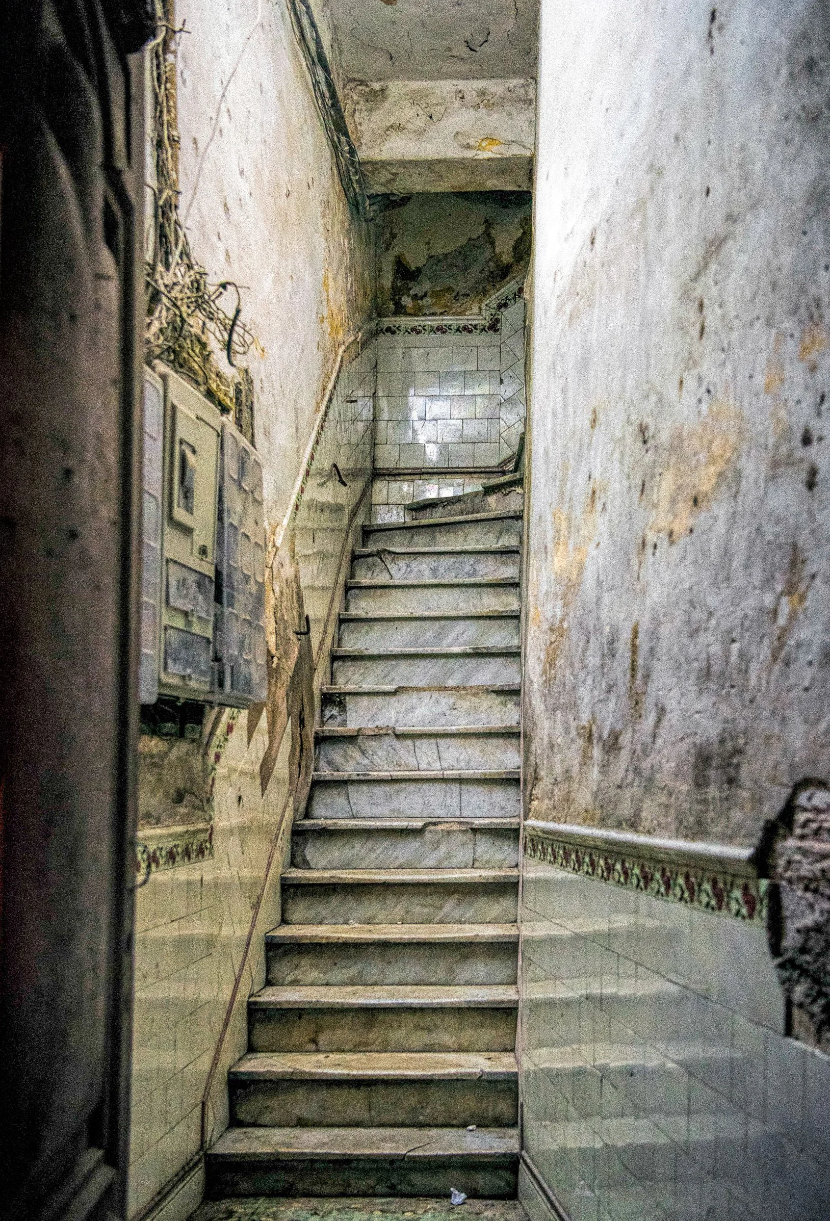 Narrow Marble Stairwell