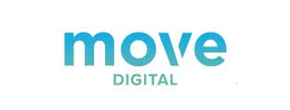 Logotipo com as palavras "move digital" em azul sobre fundo branco.