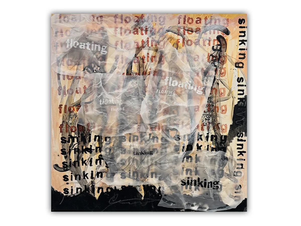 "Floating. Sinking.", Mixed Media on Canvas, 24" x 24"