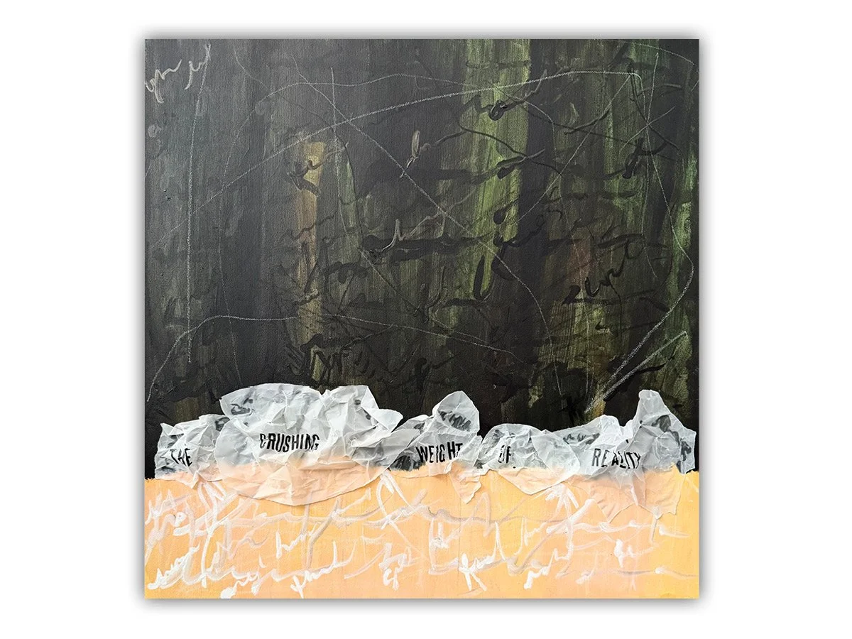 "The Crushing Weight of Reality", Mixed Media on Canvas, 24" x 24"