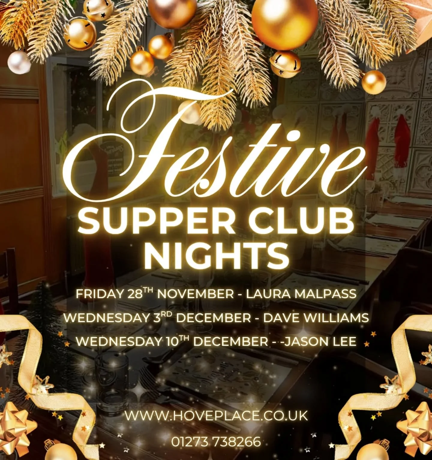 It&rsquo;s time to turn up the Christmas cheer! 🎄💃

Join us for our Festive Supper Club Nights &mdash; with a Three course menu, live music, and all the party vibes! 🎉

Grab your friends, dust off your sequins, and let&rsquo;s start the festive ce