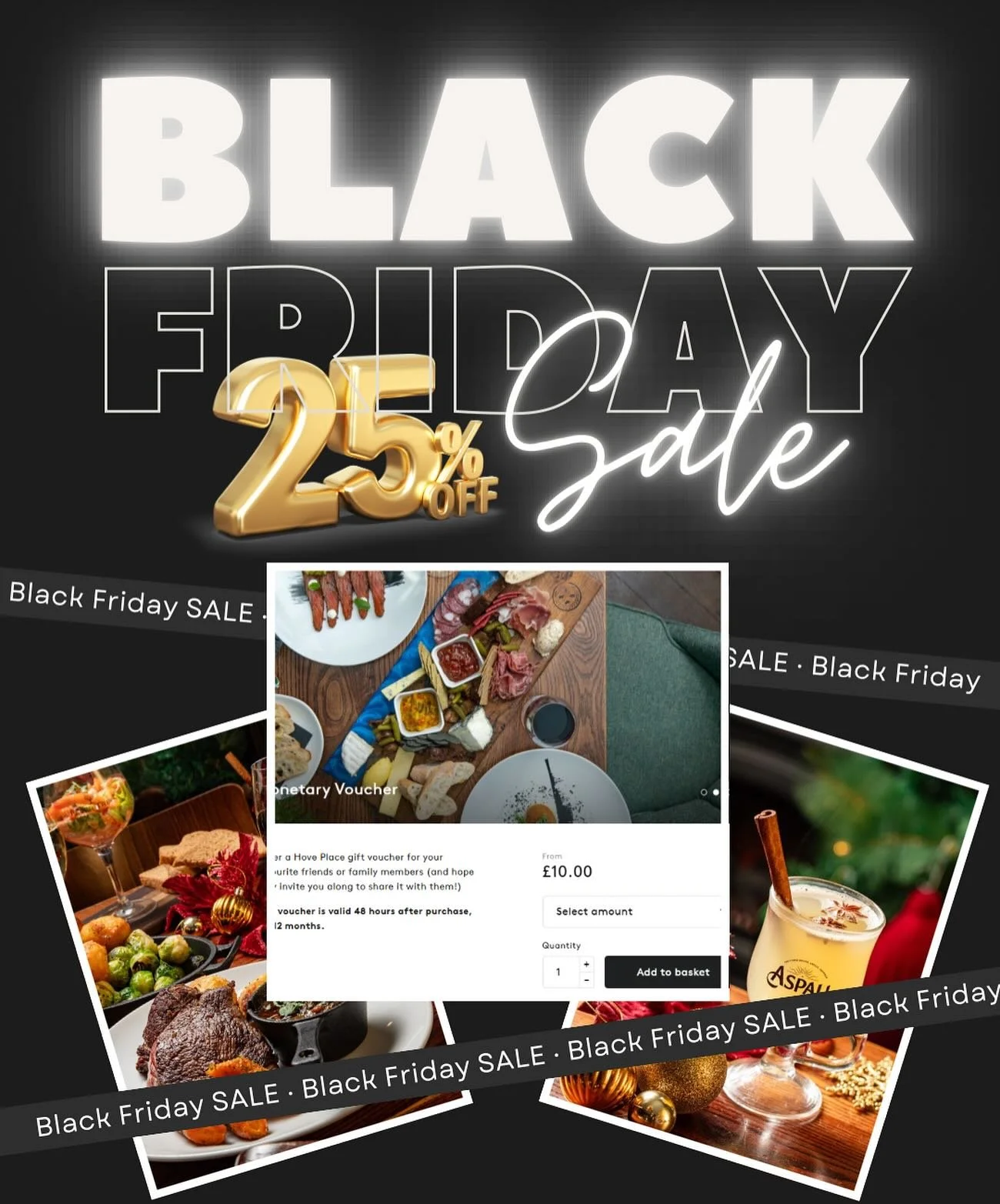 🔥 OUR BIGGEST SALE OF THE YEAR IS HERE! 🔥

Don't miss out on our Black Friday sale!

We're offering a massive 25% OFF monetary Gift Vouchers! 🌟

This is the perfect opportunity to give the joy of Hove Place and then cross your fingers you get invi