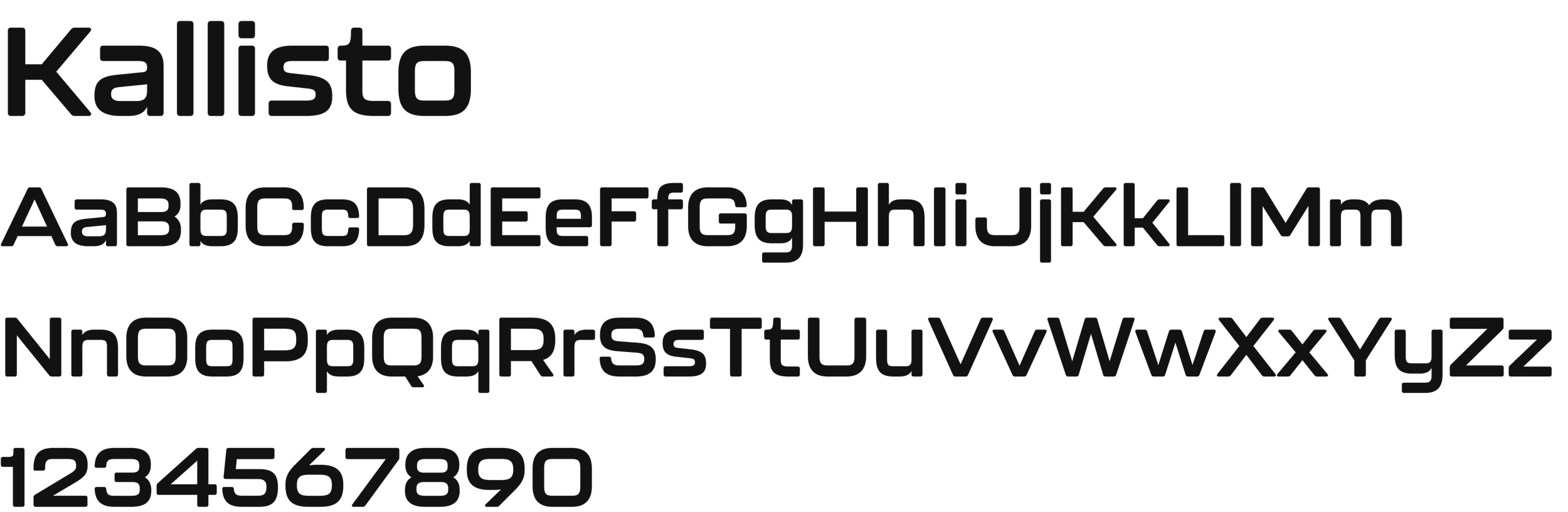 Image displaying the Kallisto font alphabet and numbers, with uppercase and lowercase letters and digits 0-9.