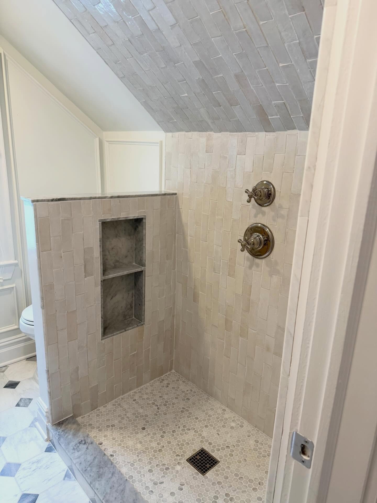 It was a challenge to optimize as much space as possible for this third floor bathroom remodel. However, where there is a will there is a way.

Today the shower glass and mirror will be installed and I can&rsquo;t wait to show you the final results.