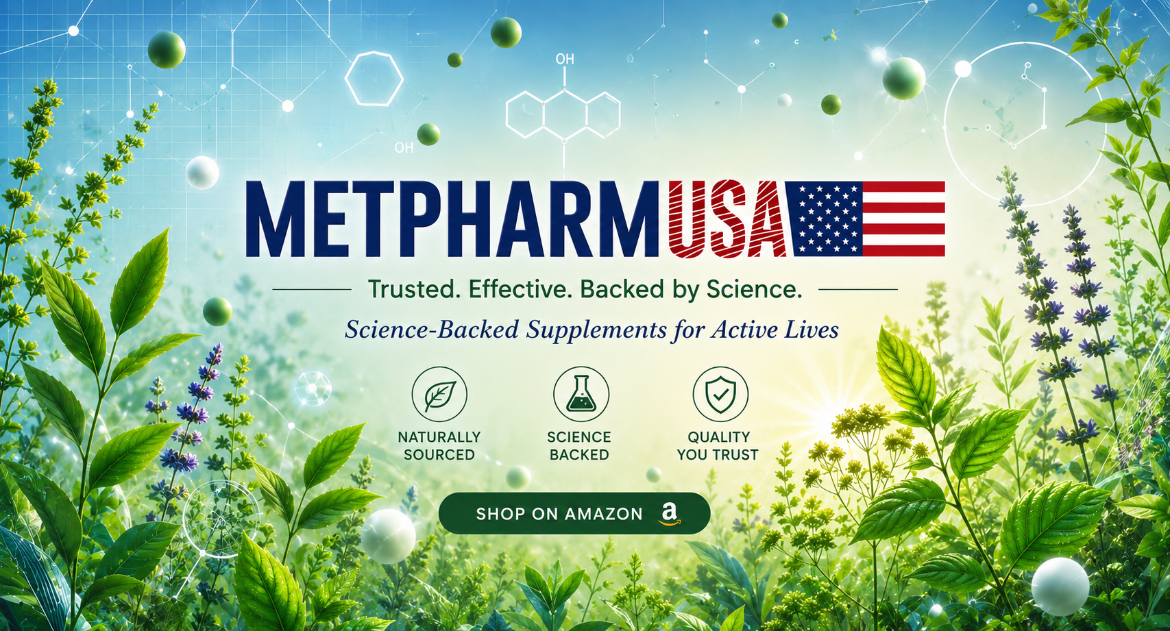 Nature and scientific chemical formulas in background logo