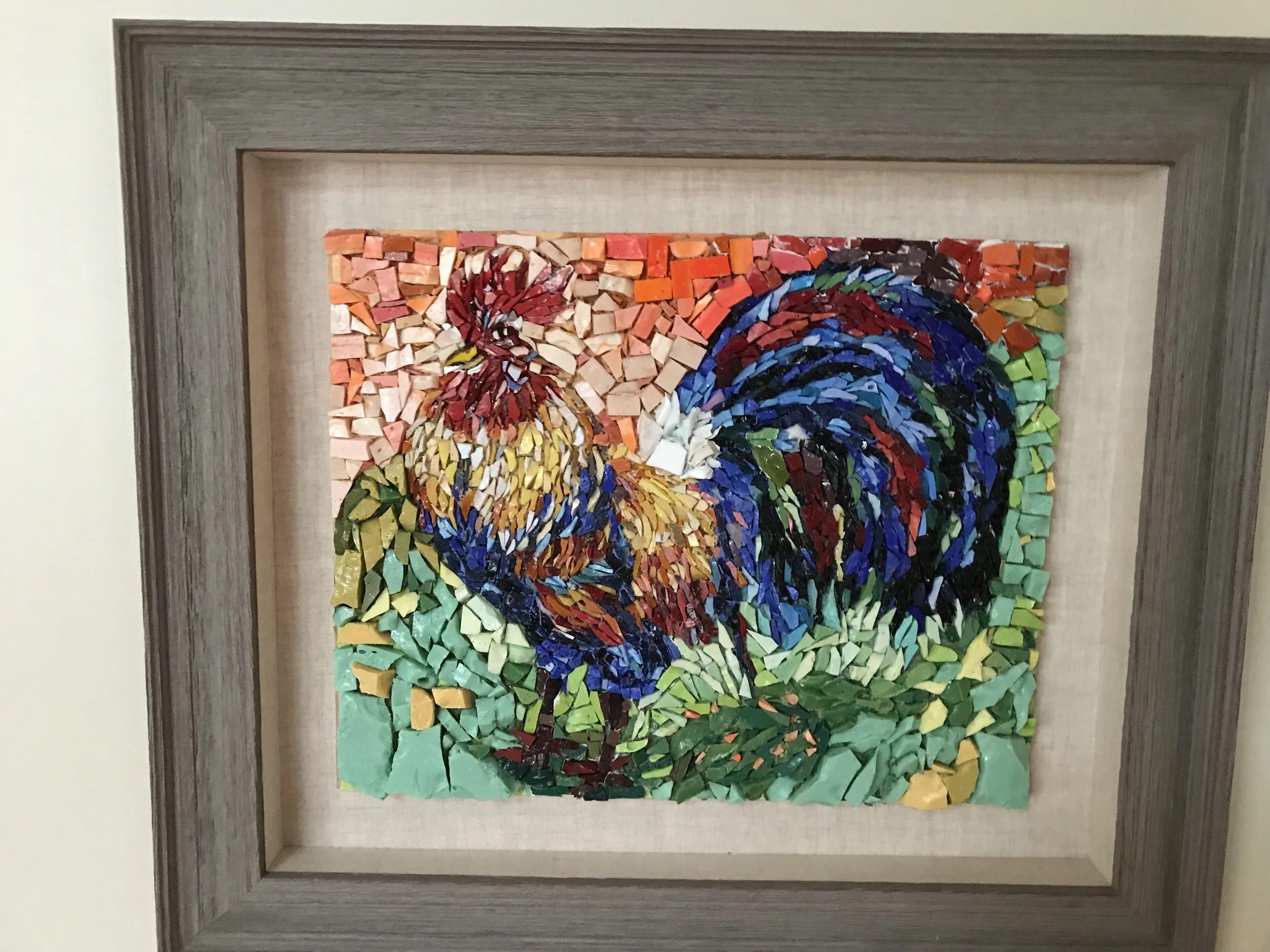 The Rooster - Italian Smalti - 11x17 Framed - SOLD
