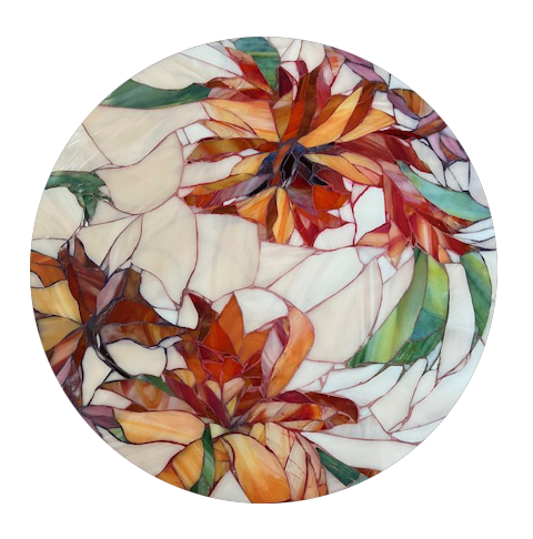 Pink Tiger Lilies - 17 inches - Lazy Susan - Stained Glass - SOLD
