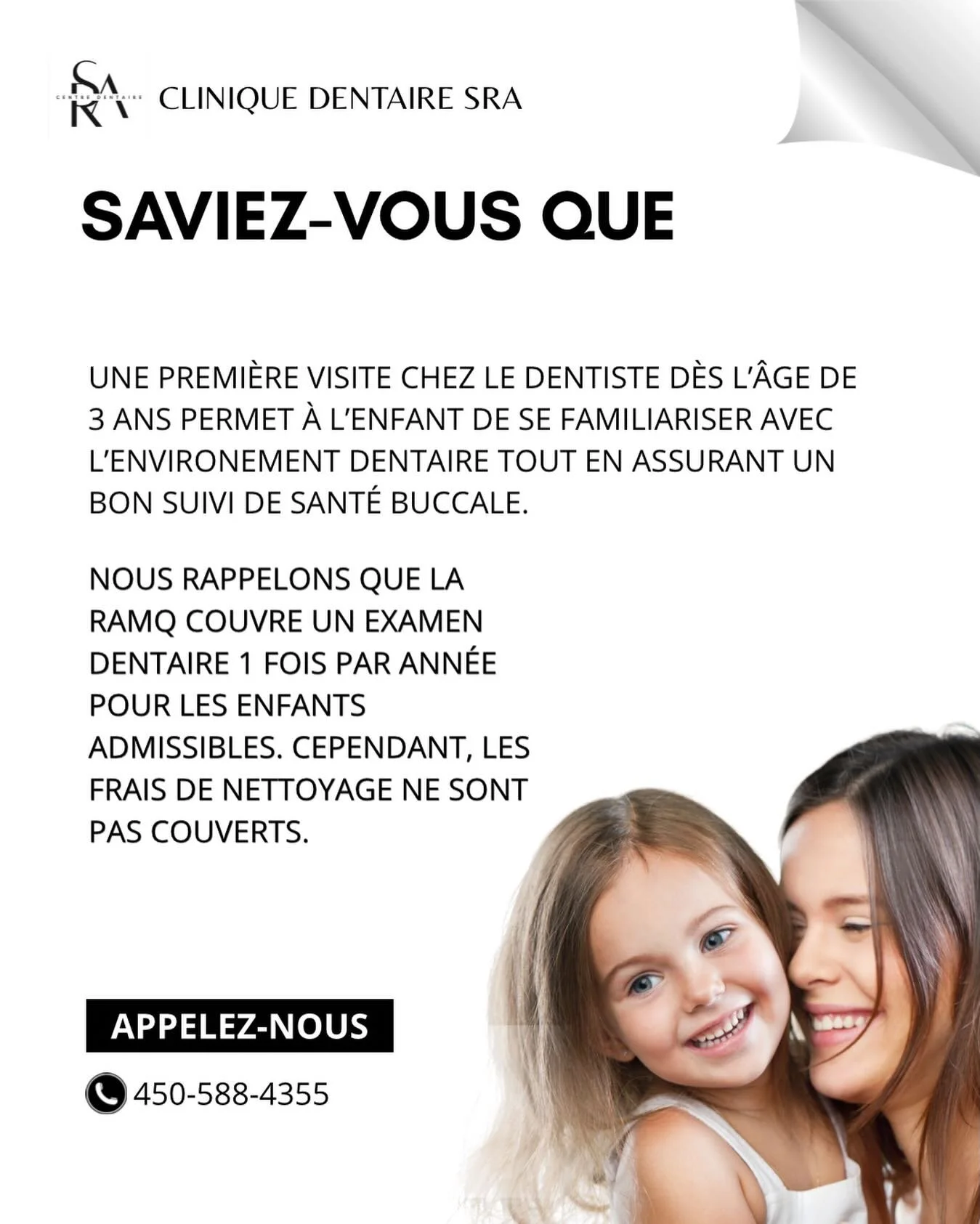 🦷 Un sourire en sant&eacute; commence t&ocirc;t!
Prenez rendez-vous pour la premi&egrave;re visite de votre enfant d&egrave;s aujourd&rsquo;hui 💛

📞 450-588-4355

#dentiste #lanaudiere #clinique #enfant #sant&eacute;buccodentaire