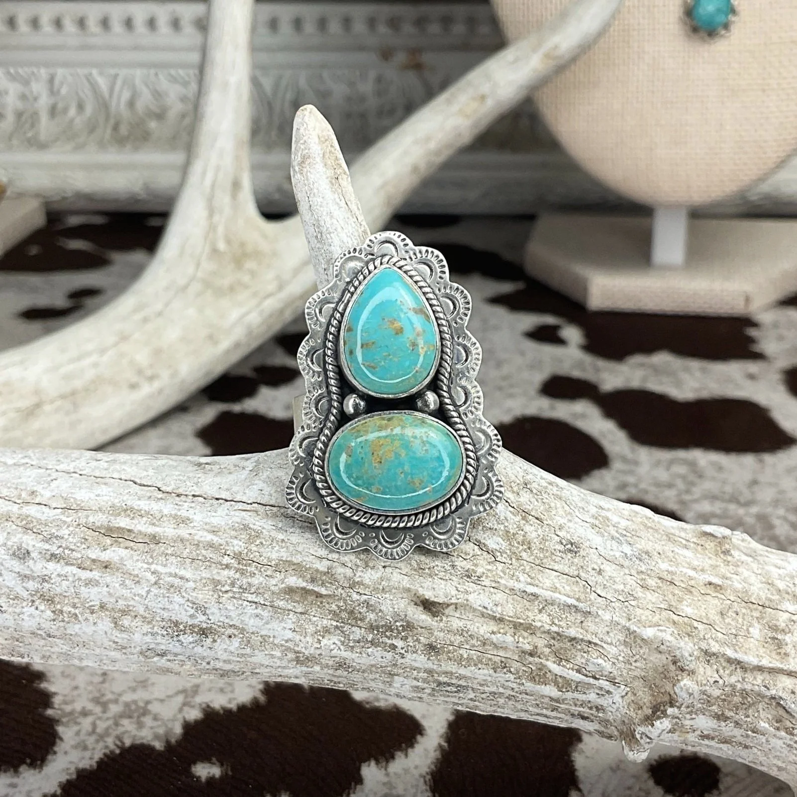 Southwest Turquoise Matte 925 Sterling Silver Ring