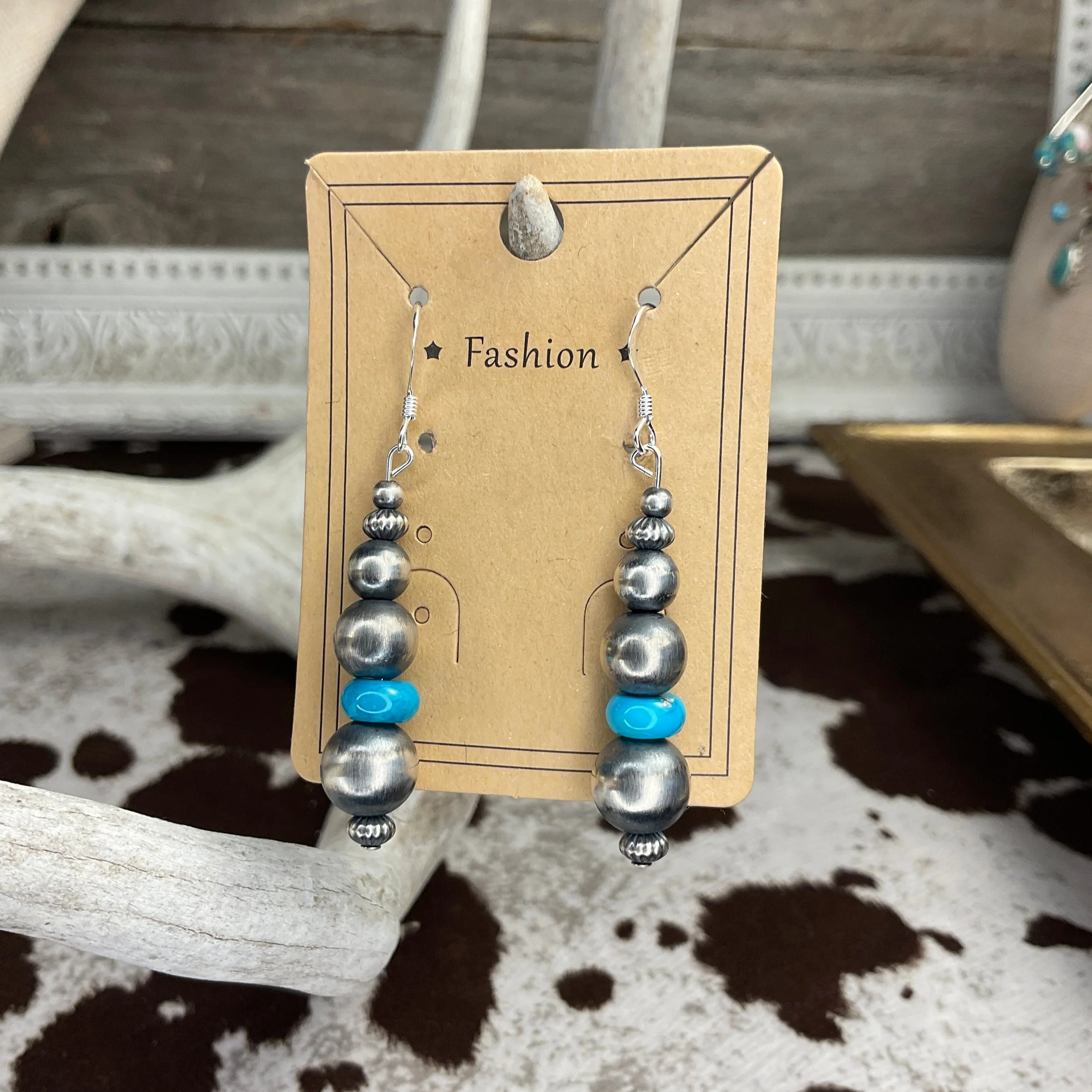 Desert Pearls Sleeping Beauty Turquoise 925 Sterling Silver Earrings