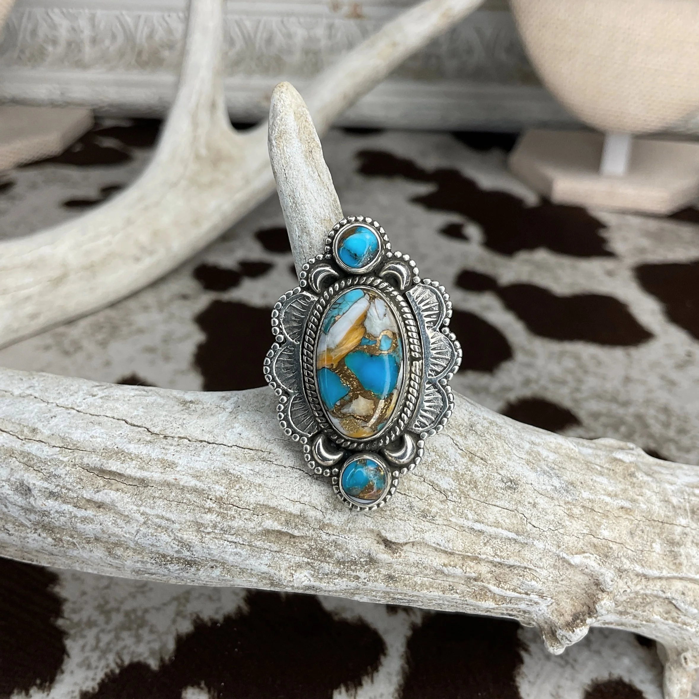 3 Stone Turquoise 925 Sterling Silver Ring
