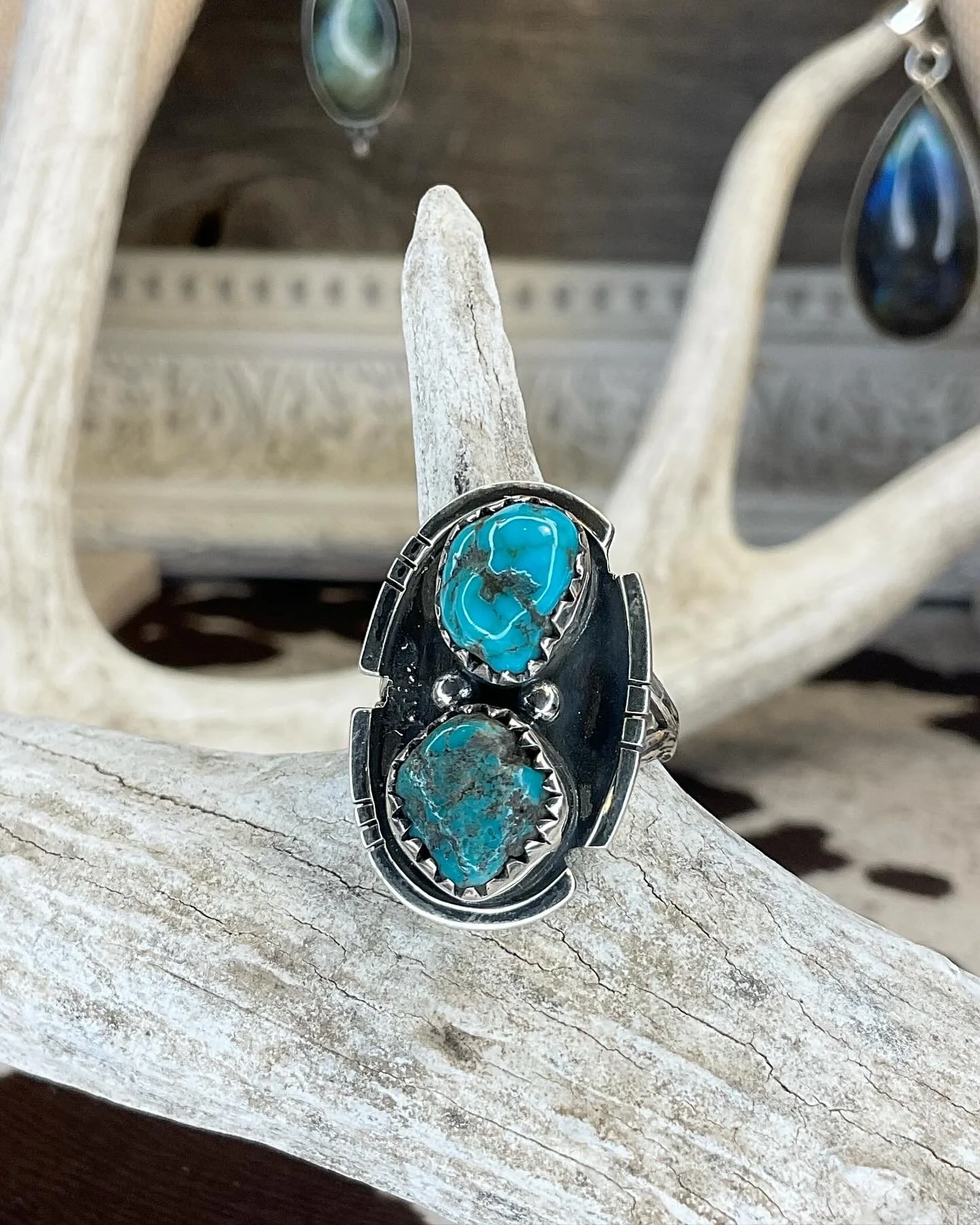 Rough Cut Blue Turquoise 925 Sterling Silver Ring