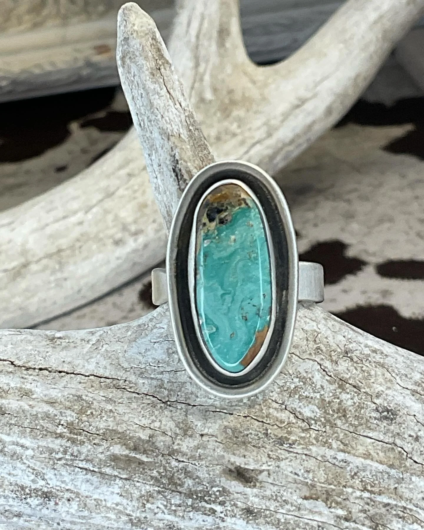 Oval Mathis Variscite Matte 925 Sterling Silver Ring