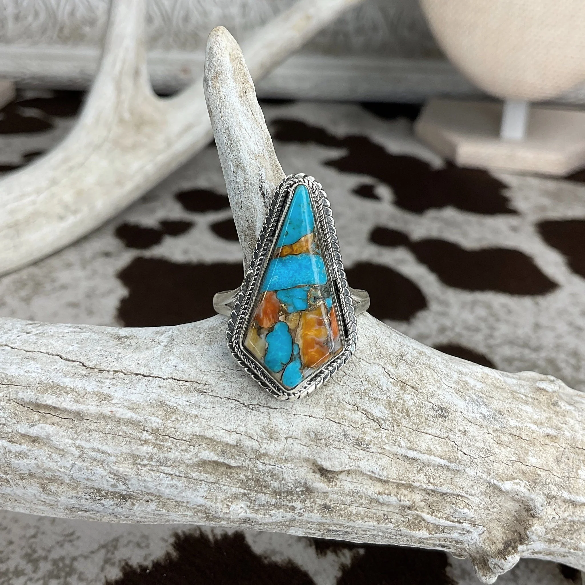 Spiney Turquoise 925 Sterling Silver Ring