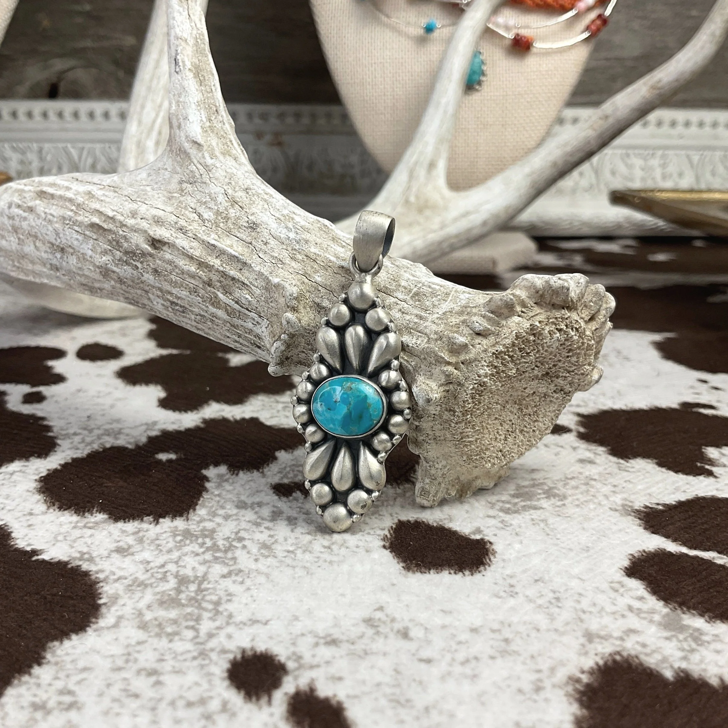 Southwest Style Turquoise 925 Sterling Silver Pendant