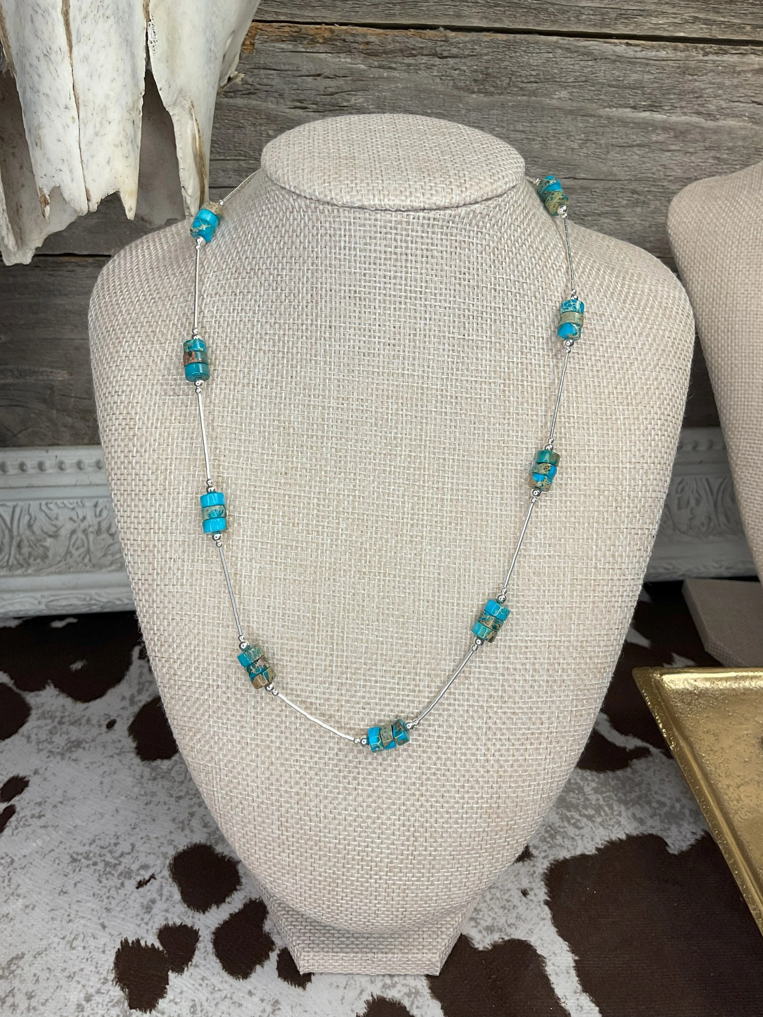 Turquoise Liquid Sterling Sliver Necklace
