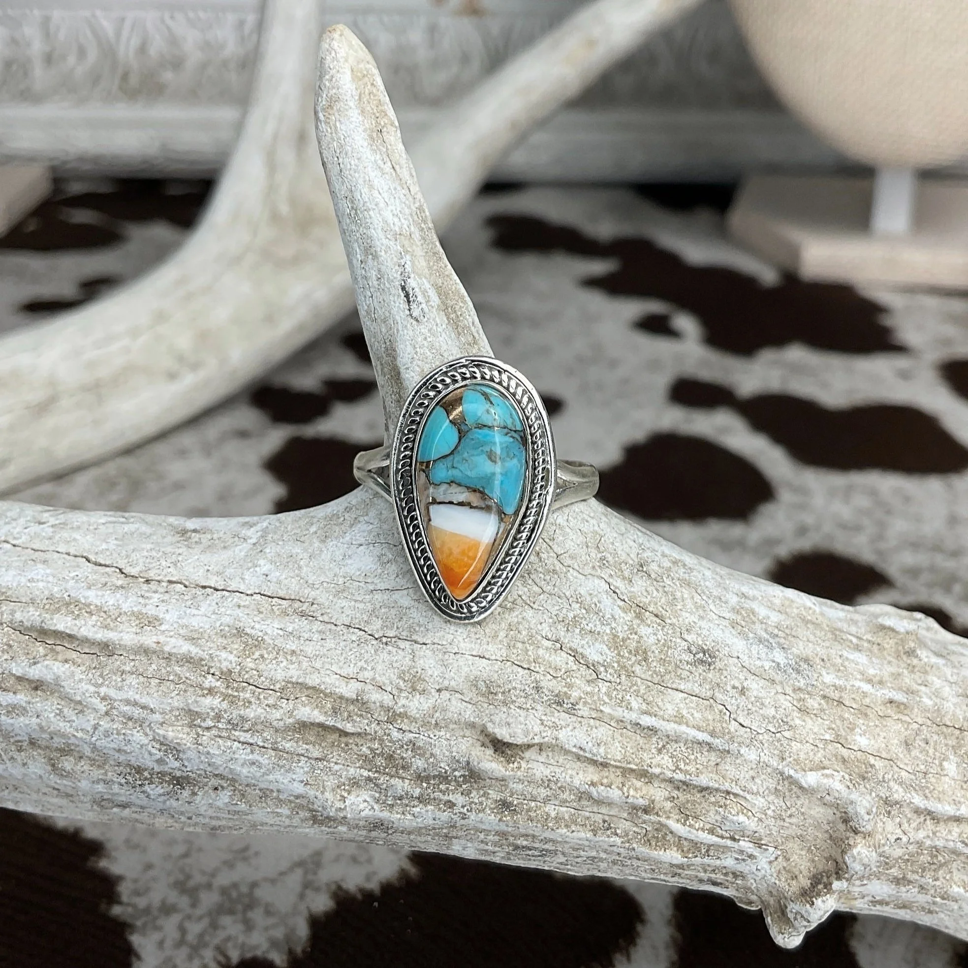 Spiney Turquoise 925 Sterling Silver Ring