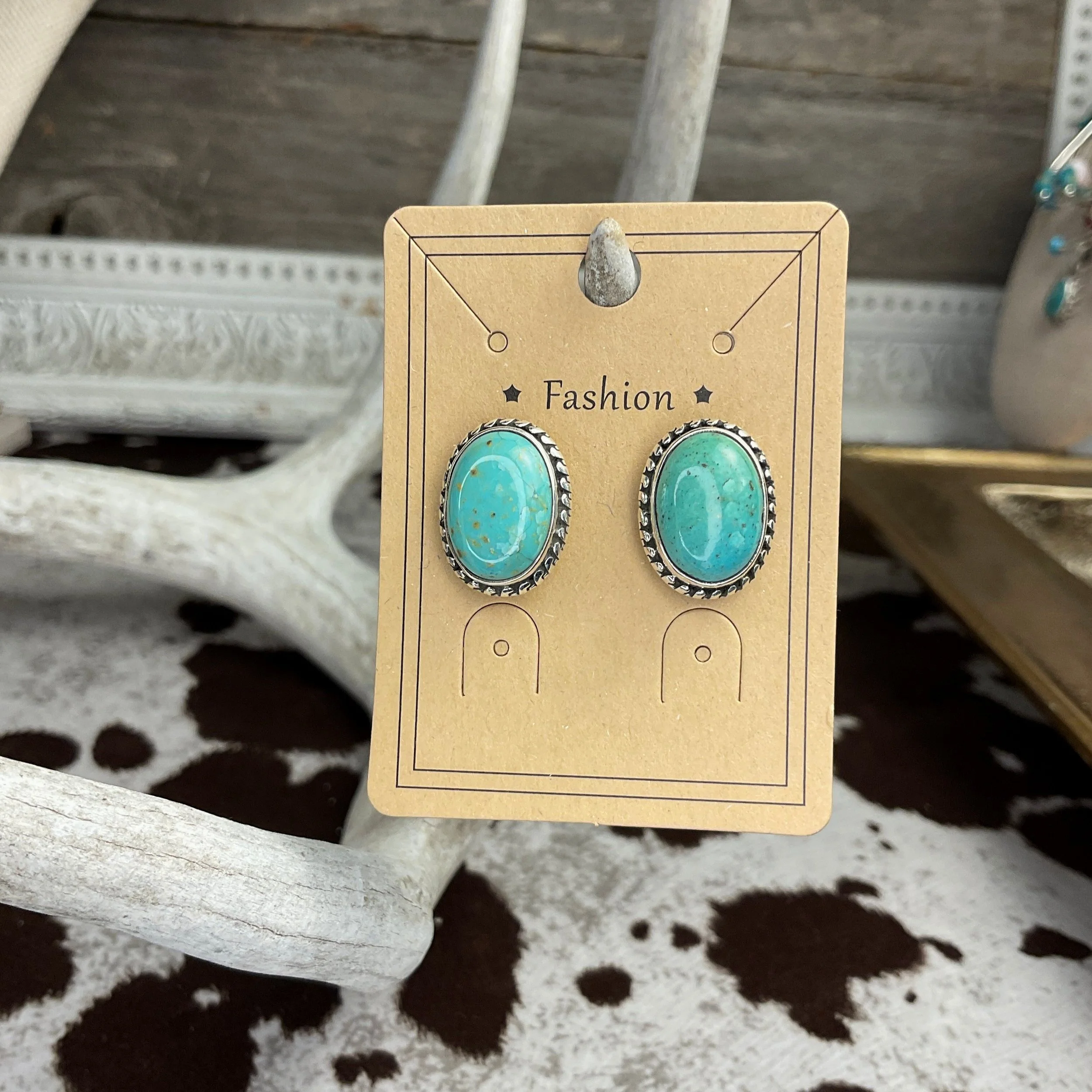 Oval Turquoise 925 Sterling Silver Earrings