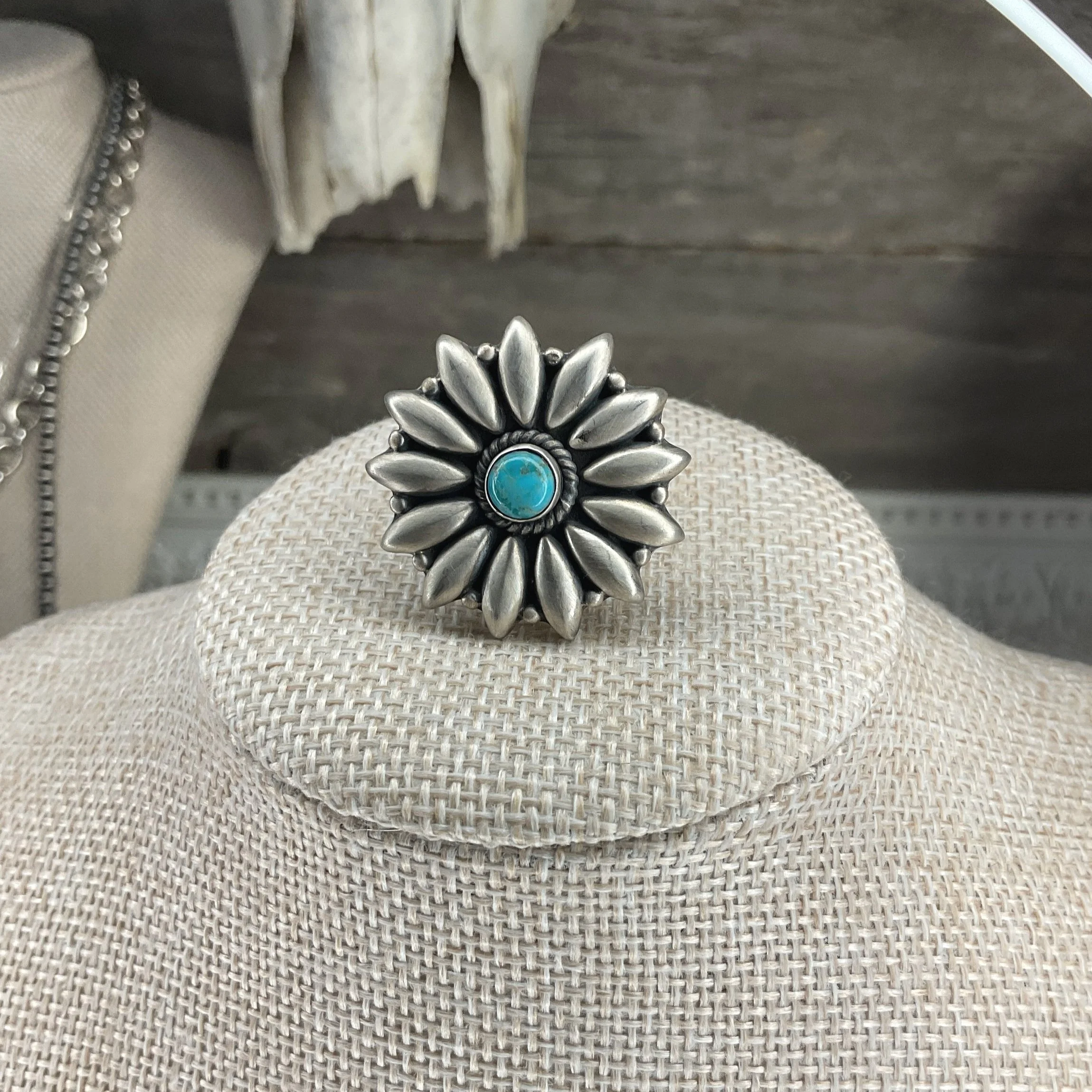 Turquoise Southwestern Matte 925 Sterling Silver Ring