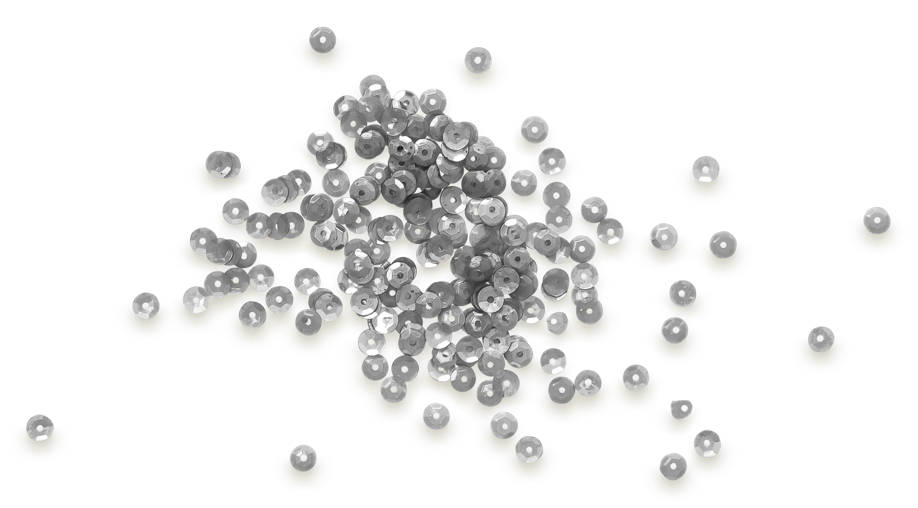 Small silver beads scattered on a black background.