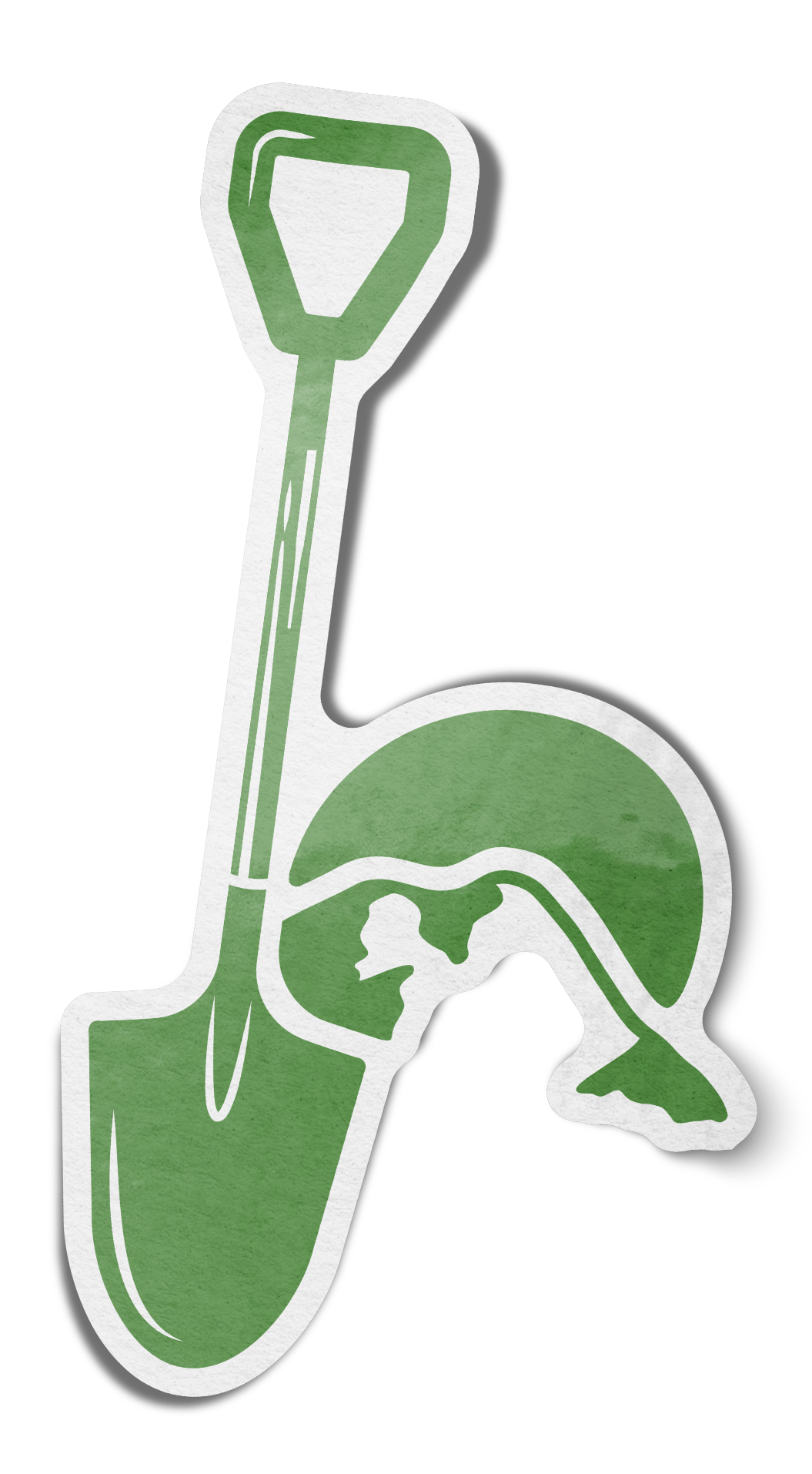 Illustration of a green golf club and golf ball in a simplified, stylized design.