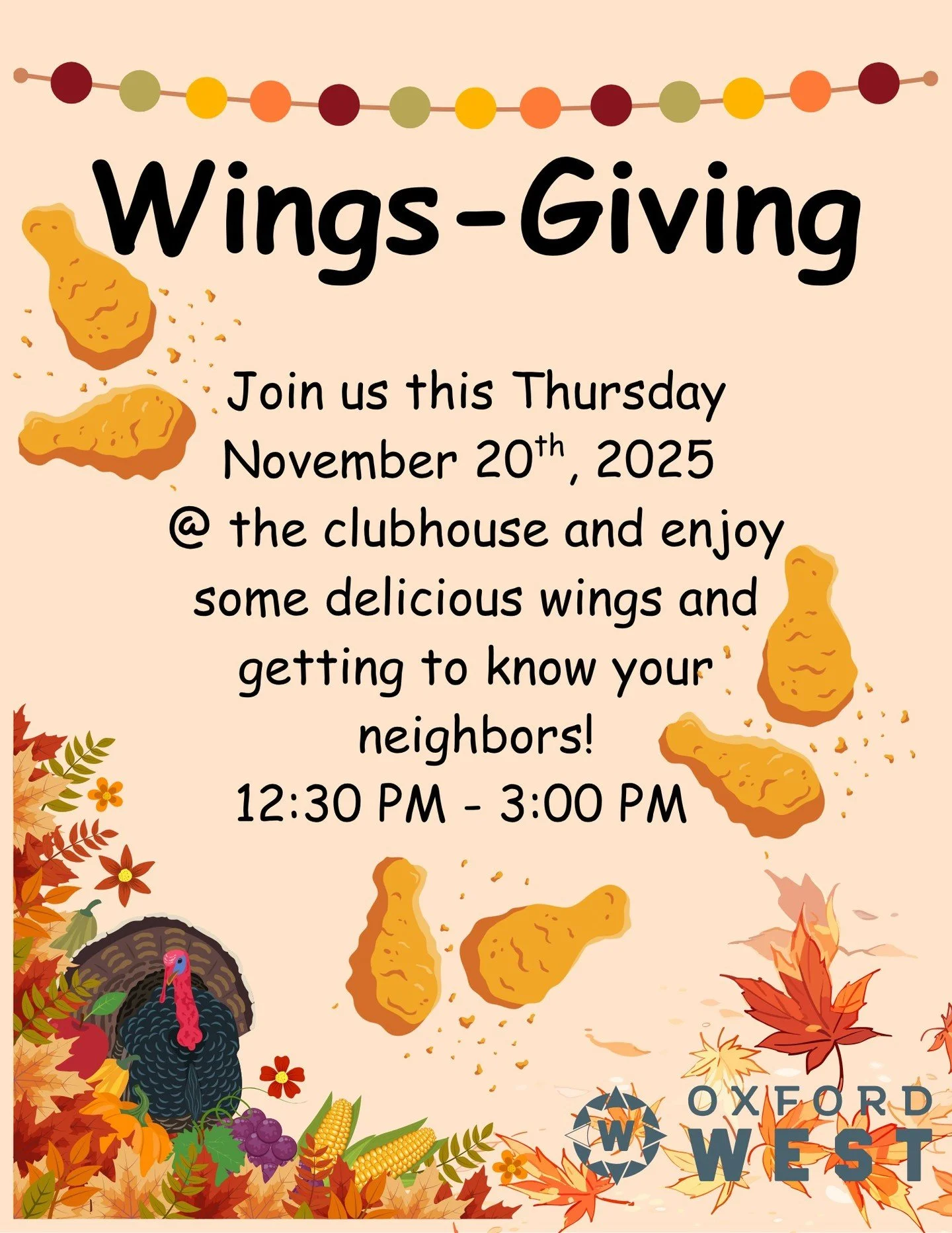 🍗🎉 WINGS-GIVING TAKEOVER! 🎉🍗
This Thursday, November 20th at 12:30 PM, we&rsquo;re throwing the sauciest, crunchiest, most laugh-filled feast of the season!

Bring your holiday spirit, your stretchy pants, and your love for wings &mdash;
because 