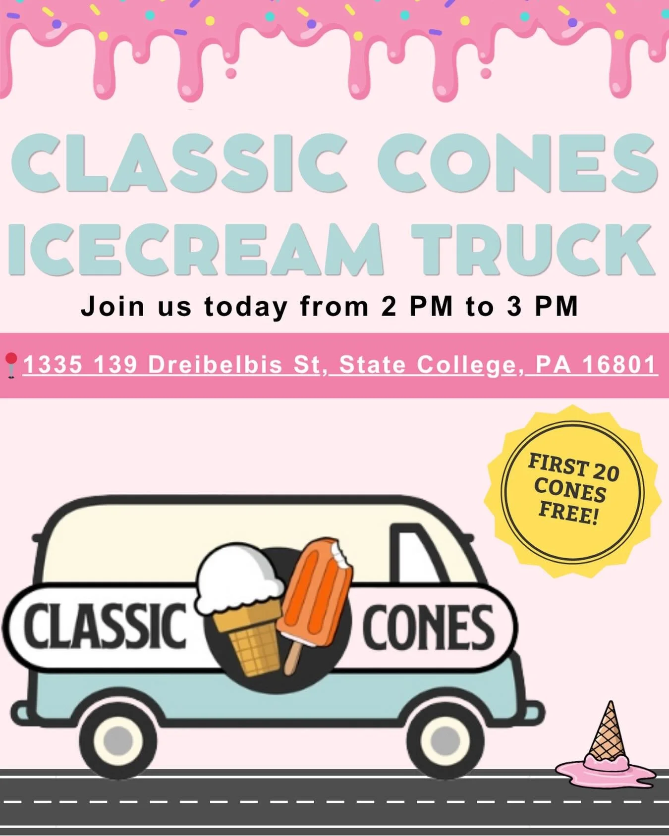 You know we&rsquo;ve got that yummy ice cream truck coming today! 🍦 The first 20 cones are on us! They&rsquo;ll be parked at the office from 2 PM to 3 PM, so be sure to stop by and enjoy a sweet little pick-me-up on us!

#sweettreat #psu #classiccon