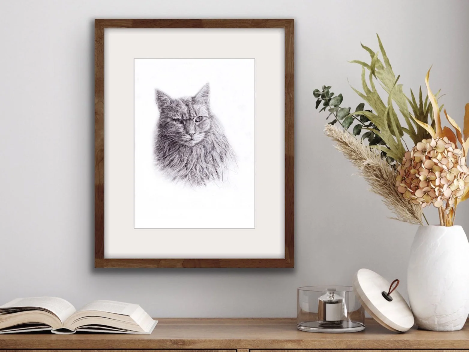 Framed Pencil Drawing Cat.jpg