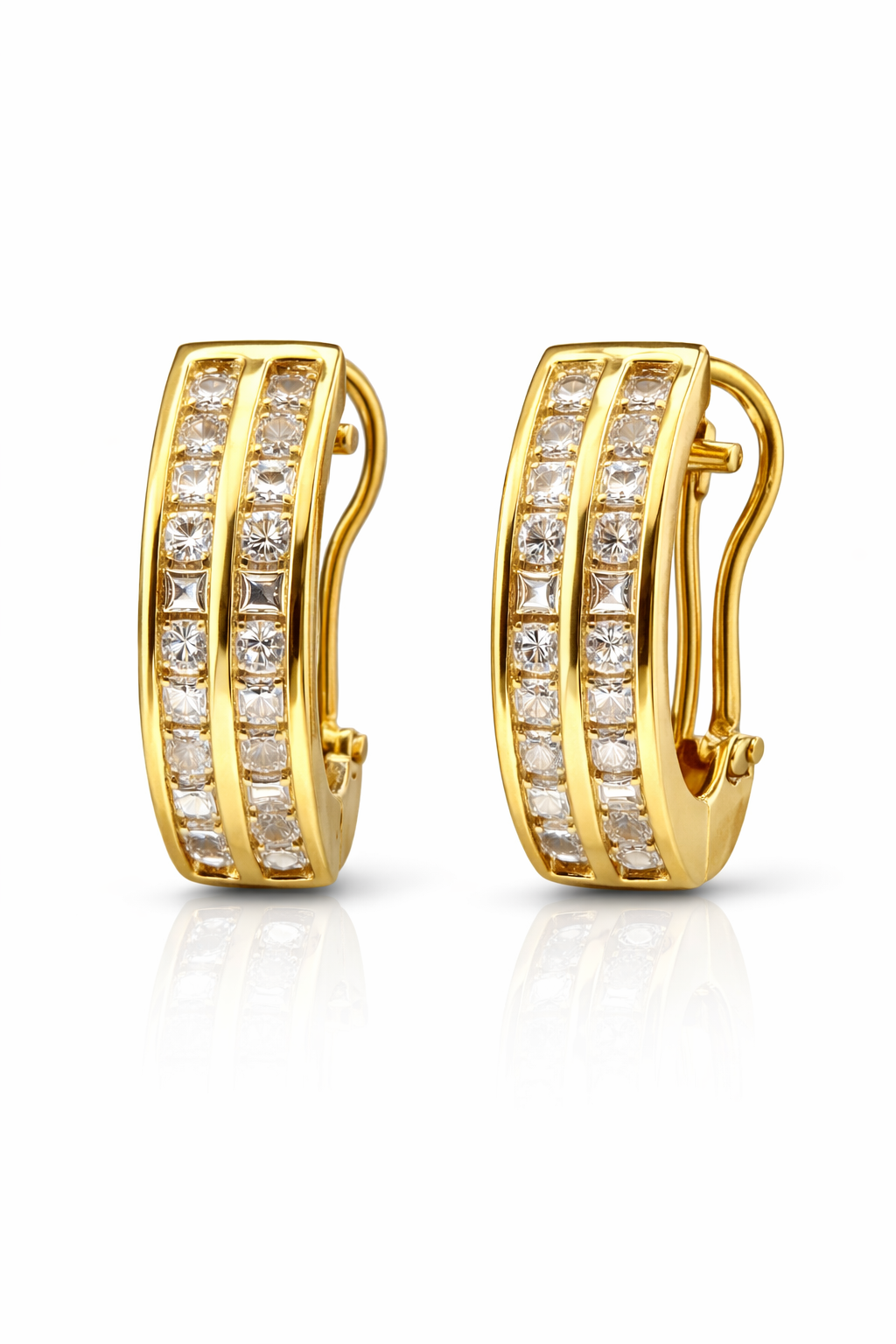 Multi Cut Diamond Omega Back Earrings