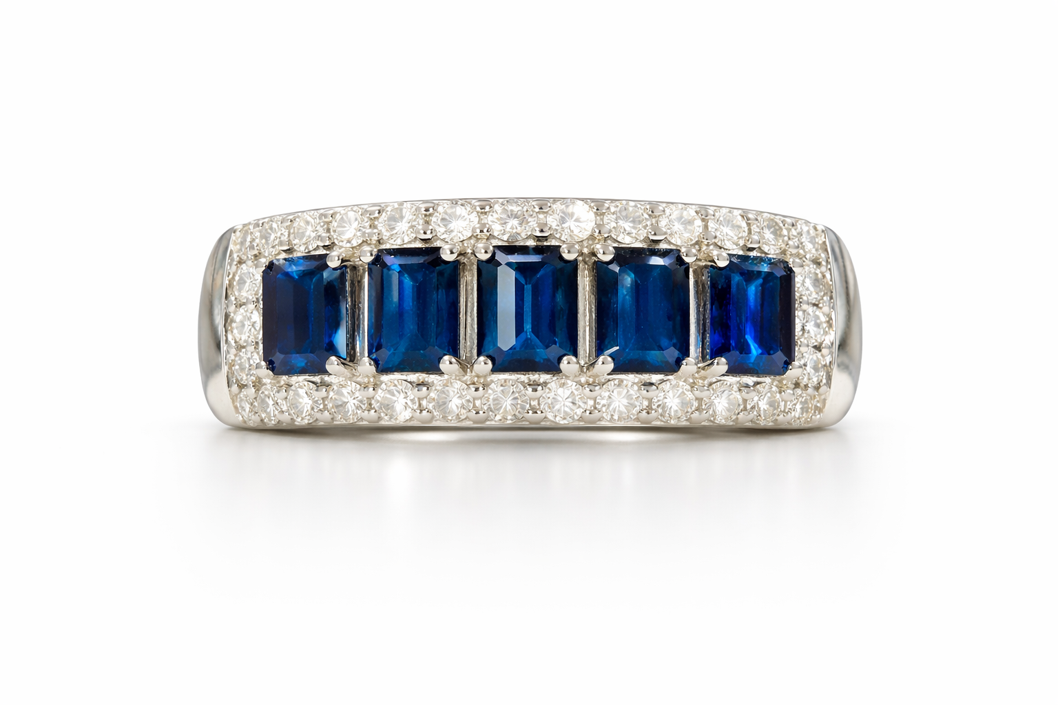 Emerald Cut Sapphire & Diamond Ring