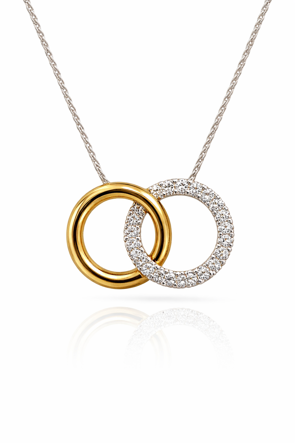 Two Tone Circle Pendant Necklace