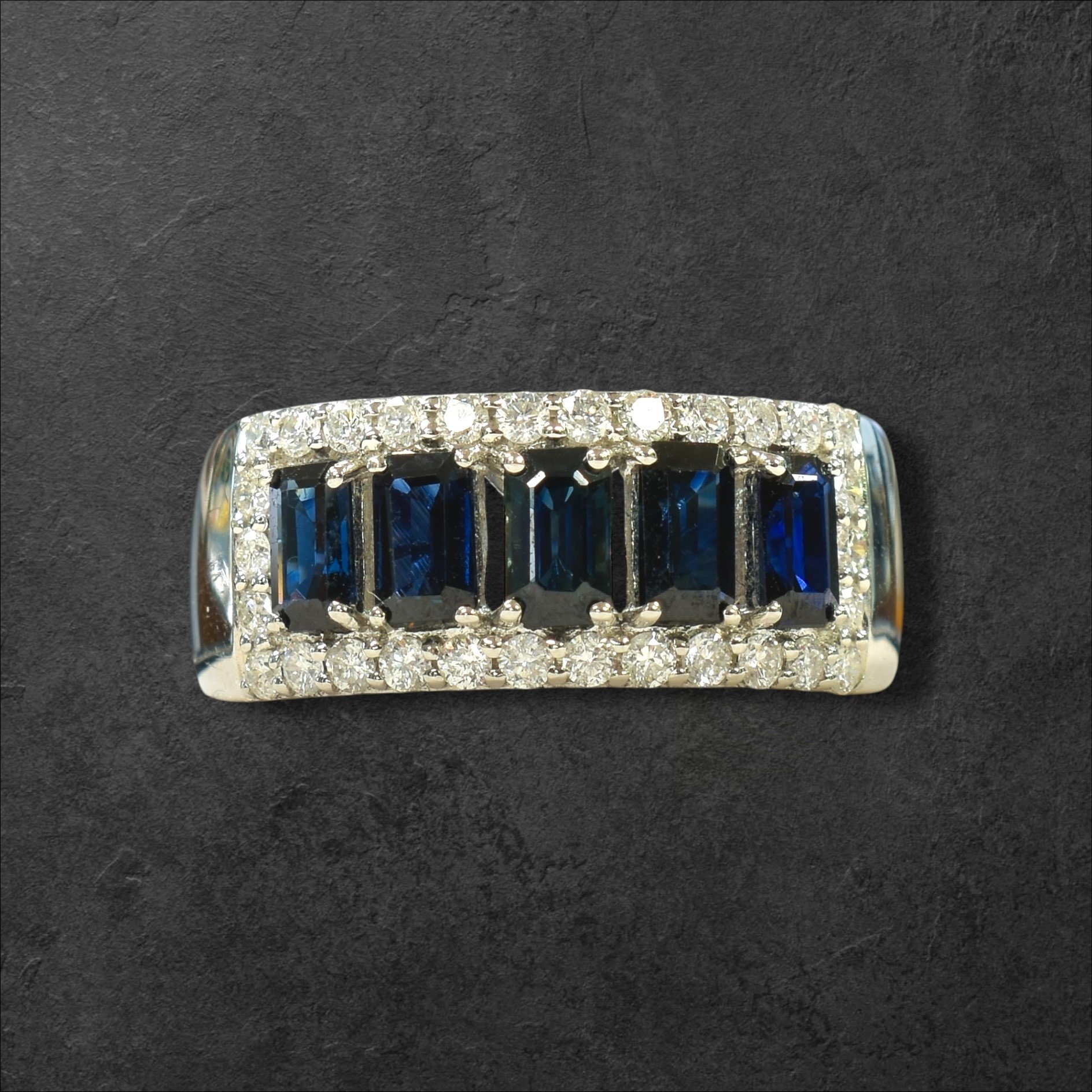 Emerald Cut Sapphire & Diamond Ring