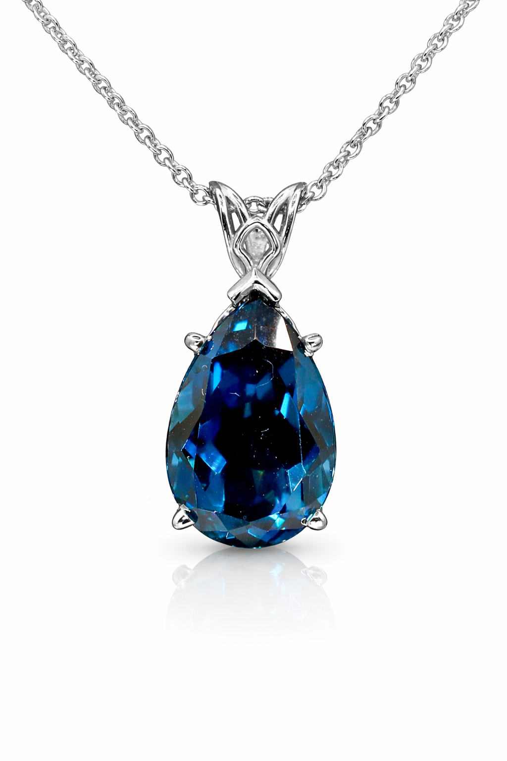 Pear Blue Topaz Pendant Necklace