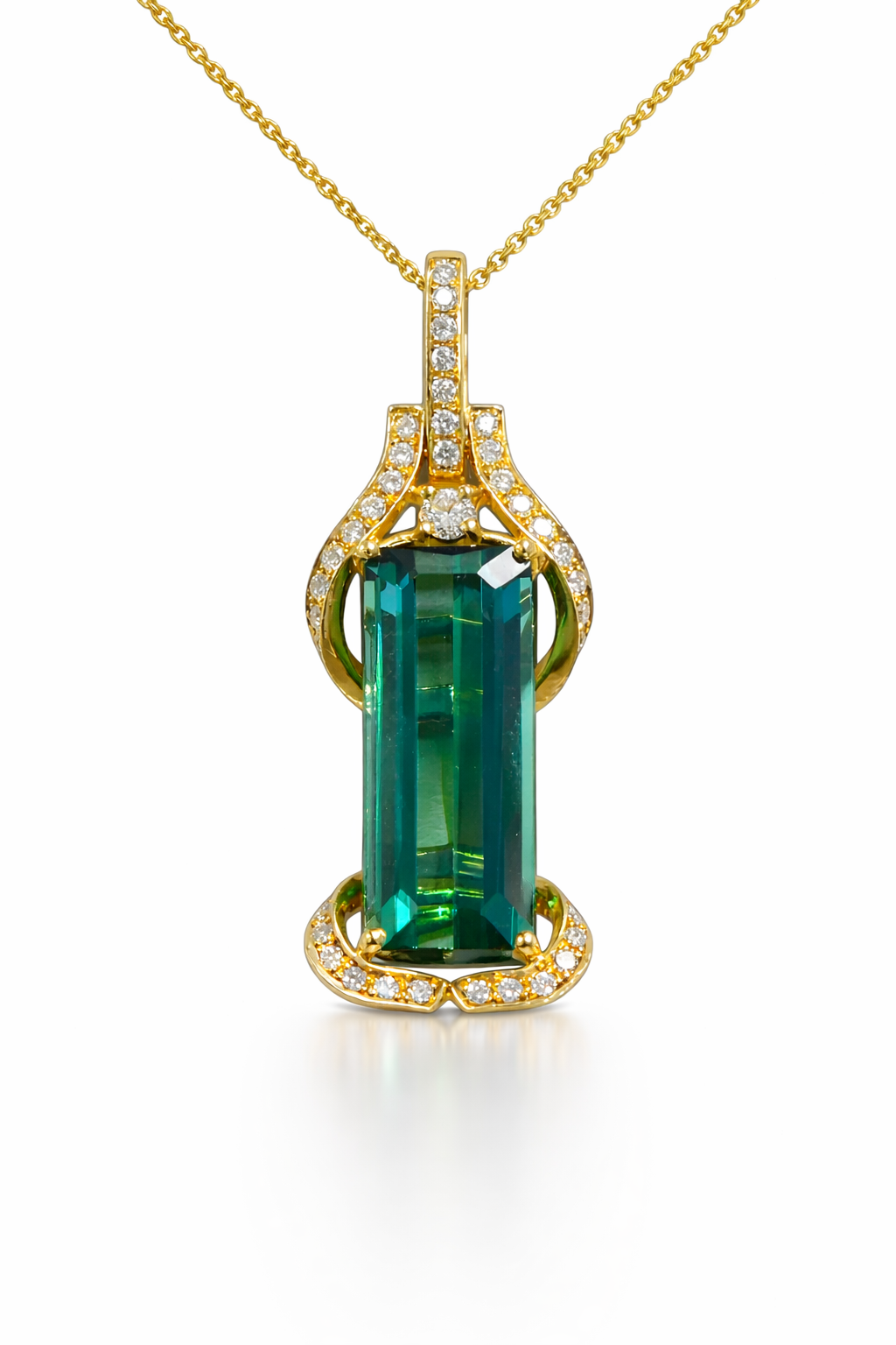 Custom Green Tourmaline & Diamond Necklace