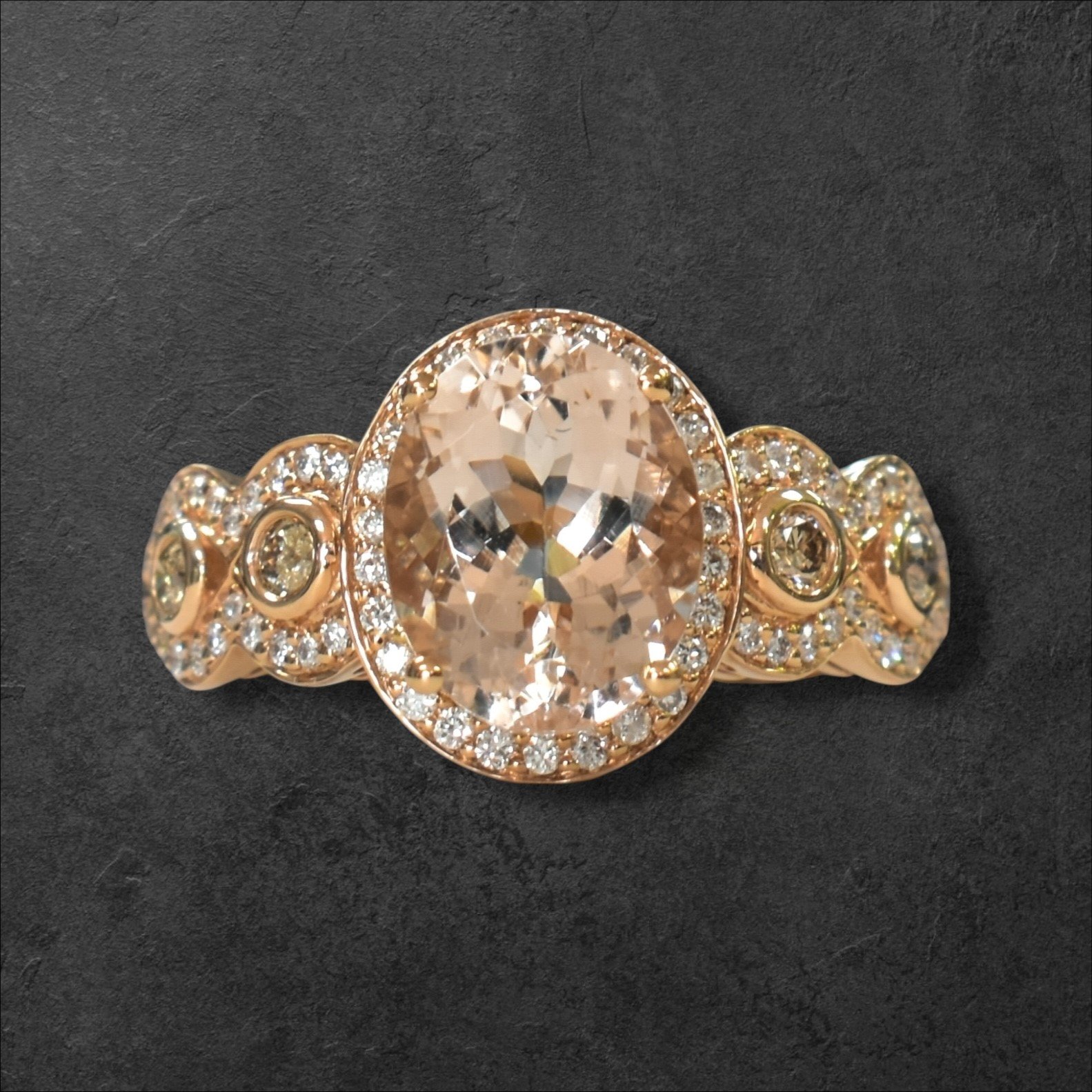 Oval Morganite & Diamond Halo Ring