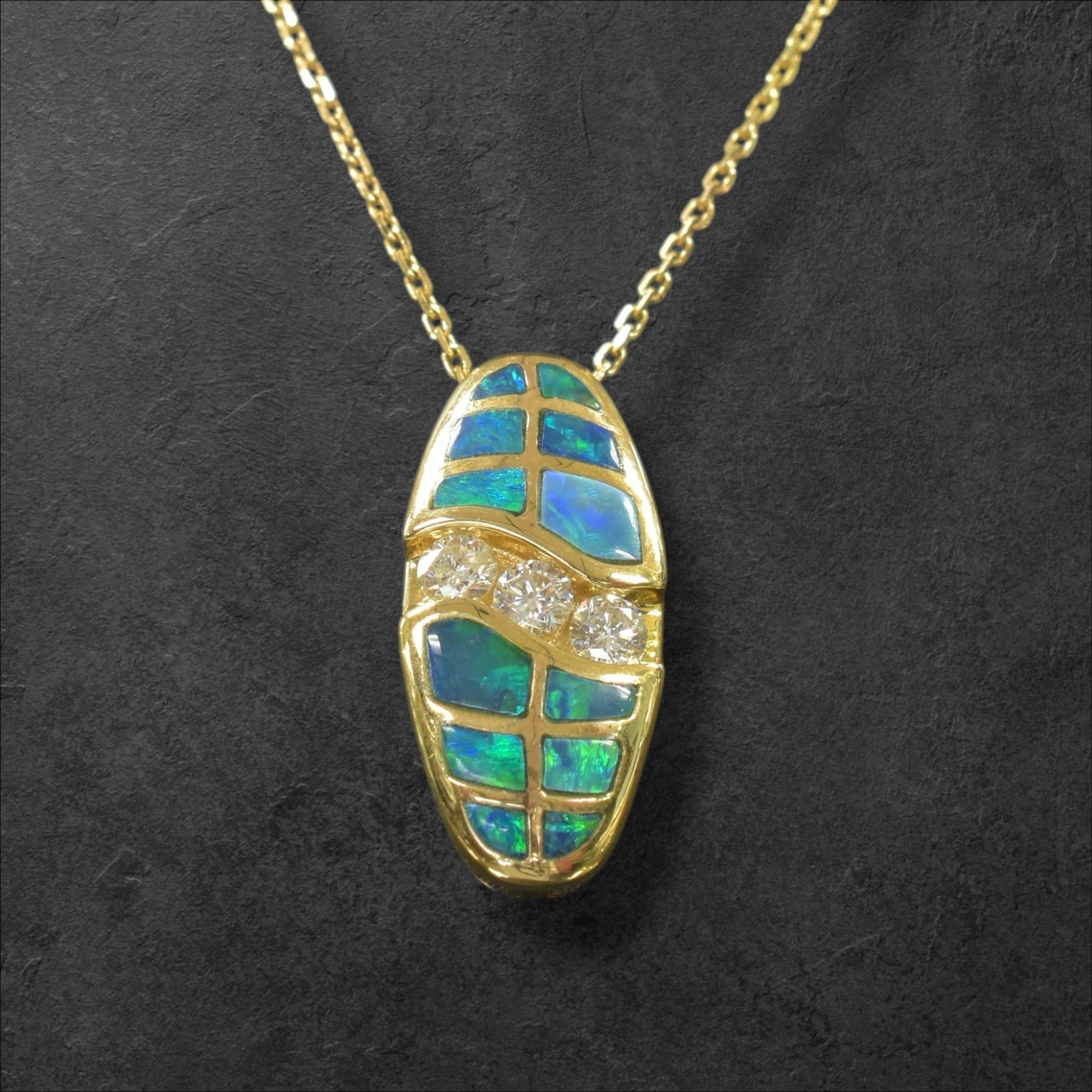 Opal & Diamond Inlay Necklace
