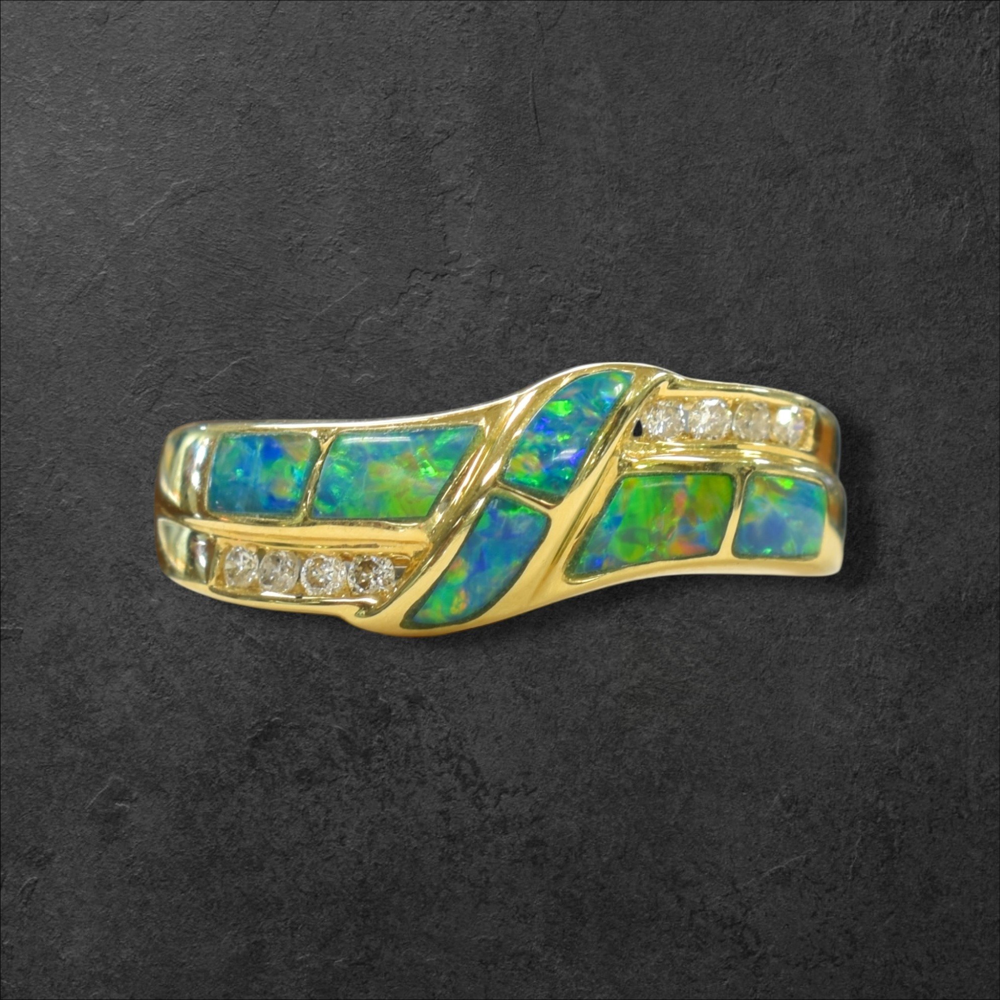 Opal & Diamond Inlay Ring