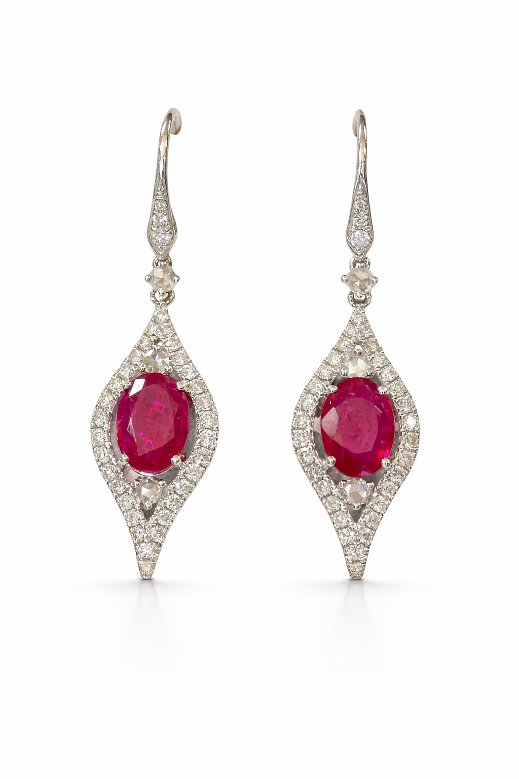 Ruby Halo Dangle Earrings